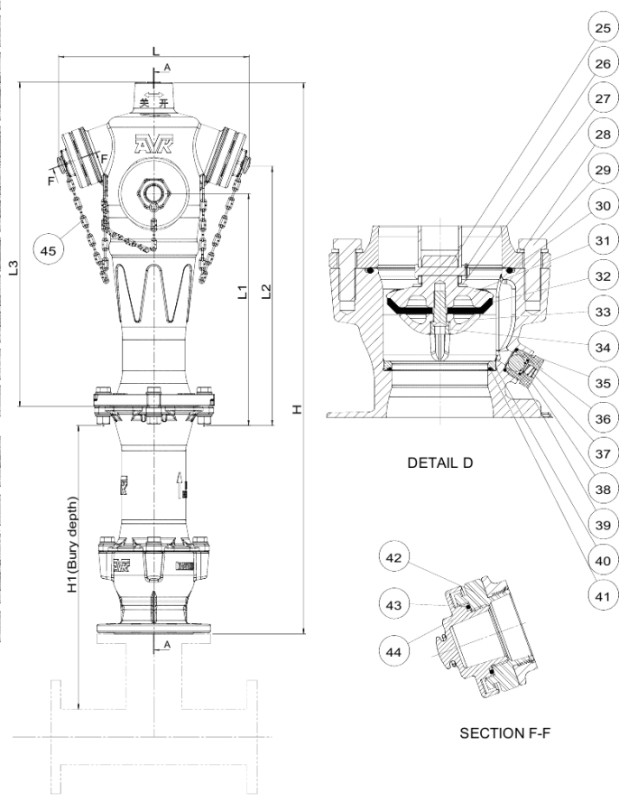 AVK TRỤ CỨU HỎA KHÔ NGOÀI TRỜI, PN16