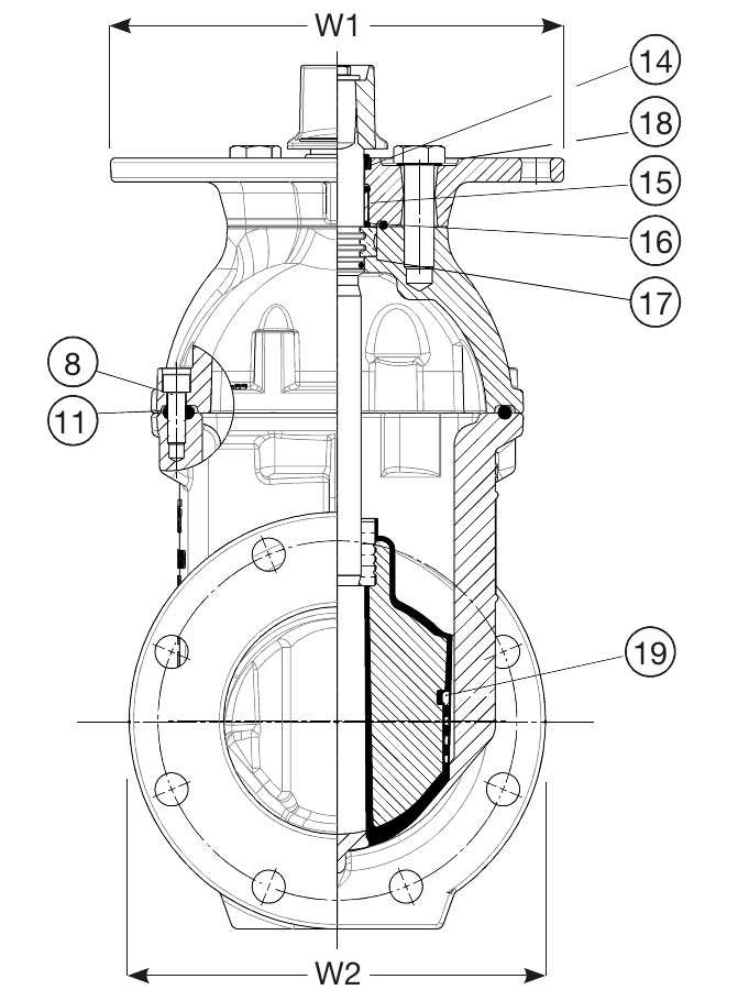 AVK VAN CỔNG MẶT BÍCH, AWWA C509, 250 PSI