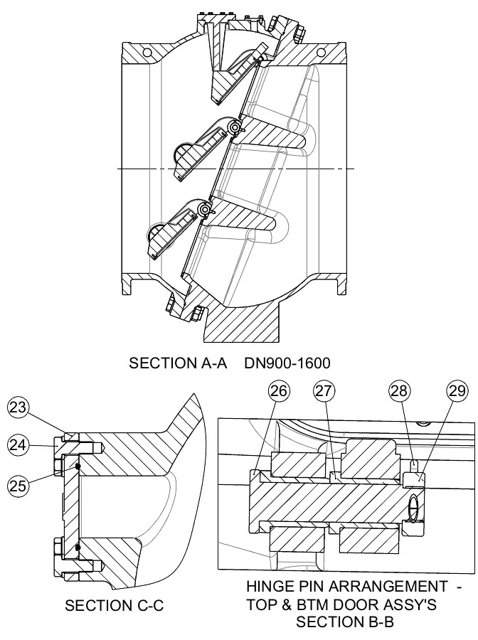 AVK VAN MỘT CHIỀU RECOIL MẶT TỰA KIM LOẠI NHIỀU CỬA, PN16