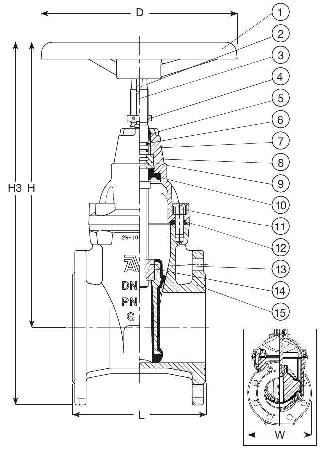 AVK VAN CỔNG MẶT BÍCH, PN10/16