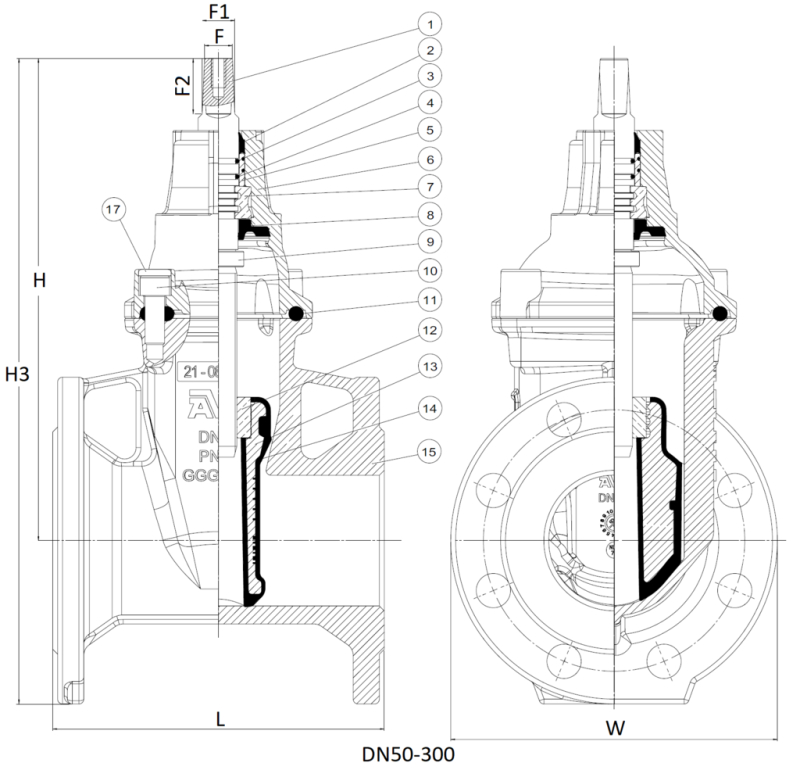 AVK VAN CỔNG MẶT BÍCH, SERIES 02/20 - PN10/16